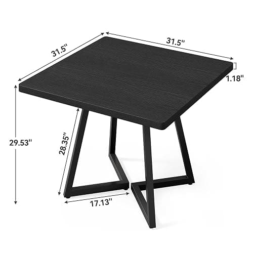 LITTLE TREE 31.5 Inches Small Dining Table for 4, Square Dinner Table for Small Space, Dining Room Tables, Black Wooden Kitchen Table with Metal Legs, Modern Leisure Cafe Table for Apartment thumbnail 3