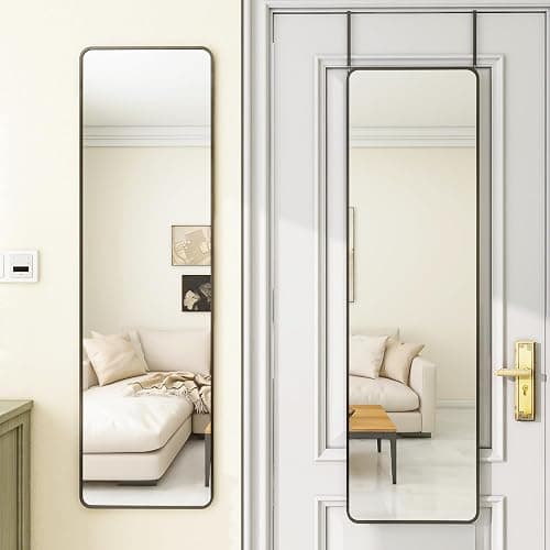 Protylctaster Door Mirror Full Length,Over The Door Mirror,48"x14" Full Length Mirror,Door Mirror, Mirror Full Length Door Hanging(Black) thumbnail 3