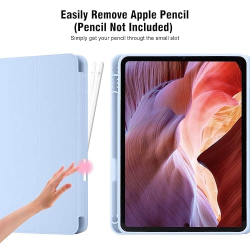 iPad (A16) 11th Generation Case 11 Inch 2025, iPad 10th Generation Case 2022 10.9 Inch with Pencil Holder, Soft TPU Back Slim Smart Protective Trifold Stand Cover, Auto Wake/Sleep, Sky Blue thumbnail 3