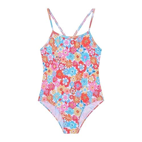 Ewbob Girls One Piece Swimsuit Quick Dry Swimwear with UPF 50+ Crossback Adjustable Straps Beach Bathing Suit for 5-14 Years - Image 1