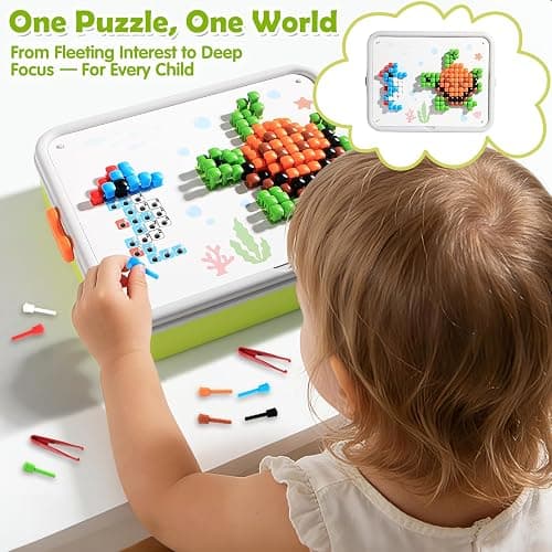 Puzzle for Kids 3-5: 3D Mushroom Nail Puzzle 460 Pieces Building Peg Kit | STEM Toys, DIY Creative Brain Teaser Puzzle, Birthday Gifts for Boys Girls, For 3 4 5 6 7 8 Year Old thumbnail 3