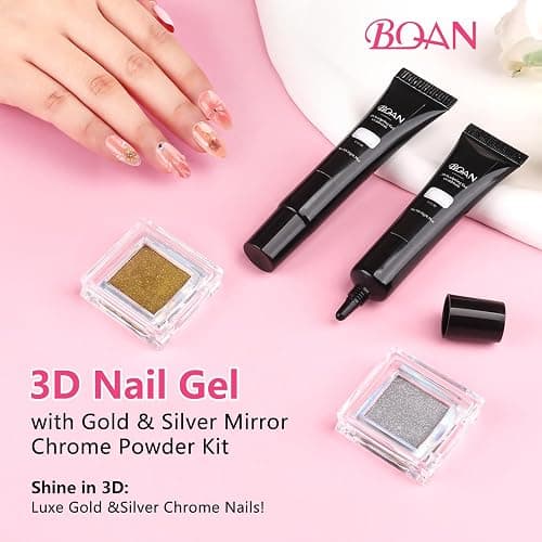 BQAN 3D Nail Gel Kit, 10g*2Pcs No Wipe Clear 3D Sculpting Gel for Nail Art, Rhinestone Glue for Gems Decoration, Salon & Home Use thumbnail 7
