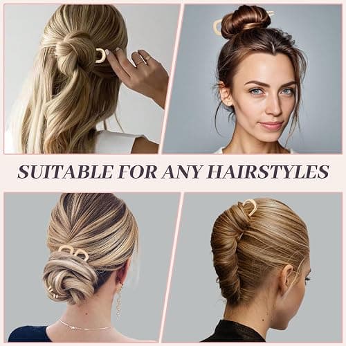 JIRIS 2PCS 4.2Inch French Hair Pins U-Shaped Pins for Women and Girls Fashion Metal Hair Pin French Twist Hair Pins for Buns, Updos,Stylish and Functional(set1-gold) thumbnail 4