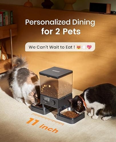 oneisall Automatic Cat Feeder for 2 Cats, 5L Automatic Cat Food Dispenser for Small Pets Indoor, Timed Cat Feeder for Dry Food thumbnail 2