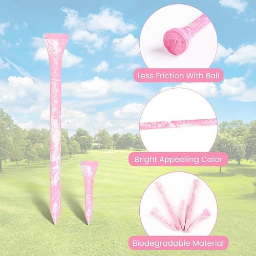 Amy Sport Golf Tees Wooden Stylish Painted 50 Pack | 40 Bamboo Tee 2 3/4 or 3 1/4 Inch with 10 Short 1 1/2 Inch Driving Range Tee, Low Friction Contact, Bright Color Easy to Find thumbnail 4
