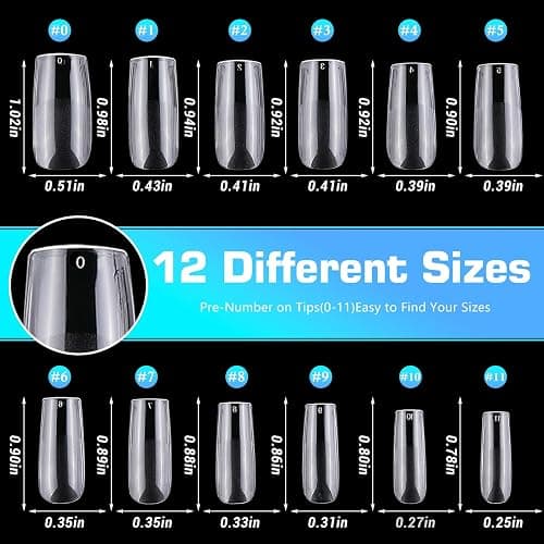 Lifextol 240pc Square Gel Nail Tips Medium Fake Nails for Press on Nails Clear Acrylic Nails Tips, 12 Size Full Cover Nail tips Square Soft Gel Nail Tips False Nails Extension Artificial Fingernails thumbnail 6