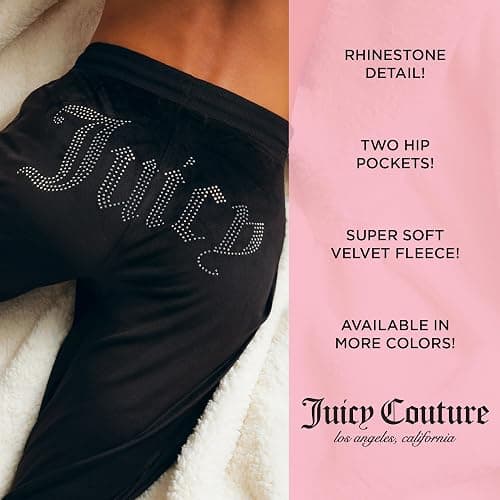 Juicy Couture Women's Velvet Fleece Lounge Pajama Pant with Rhinestones thumbnail 3