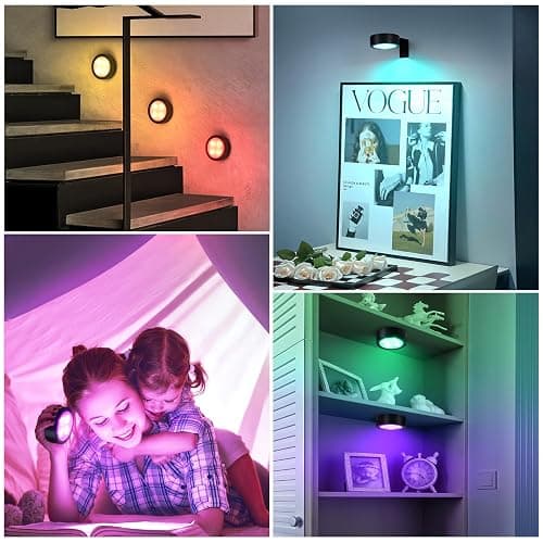 KELUOLY 4-Pack Wireless Battery Operated Painting Light with Remote Control,13 Color RGB Magnetic Led Art Picture Lights for Wall, Dimmable and Timer Poster Light, Wall Decor Black Display Light thumbnail 7