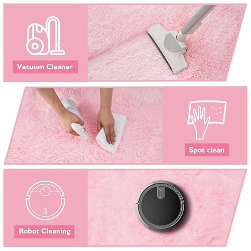 Shag Area Rug for Bedroom 5x8,Pink Fluffy Area Rugs for Living Room,Soft Fuzzy Rug Non-Shedding Indoor Plush Carpet for Kids Bedroom Nursery Dorm Home Decor thumbnail 4