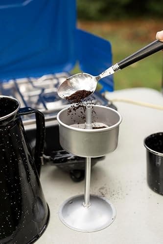 Stansport Enamel 8-Cup Percolator Coffee Pot and 4-Mug Set - Heavy-Duty Campfire Coffee Maker with 12oz Mugs - Percolator Stem Included - Double Baked Enamelware for Camping, Hiking, RV & Cabin thumbnail 10