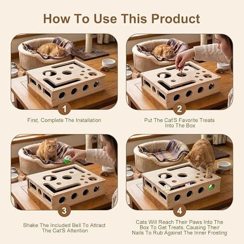 Clawsaver Box for Cats, Cat Clawsaver, Rufftopia Cat Claw Saver, Cat Toys for Indoor Cats - Nail File Box with Interactive Cat Toys, Cat Puzzle Feeder Scratch Puzzle Toy for Indoor Cats (Set-B) thumbnail 3