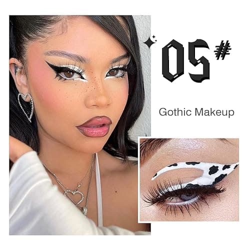 Goth Makeup Palette, Black White Duo Matte Pressed Powder Eyeshadow Palette for Smoky Gothic Makeup, High Pigmented Long Last Concealer Foundation Pallet for Halloween Skeleton Clown SFX Costume Joker thumbnail 8