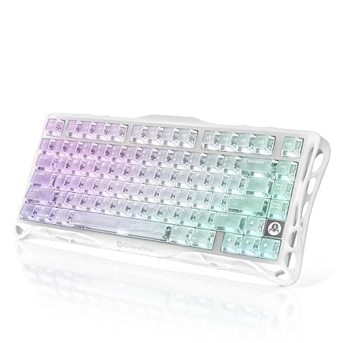 GravaStar Mercury K1 Lite 75% Gaming Keyboard, 2.4GHz/BT/Wired Tri-Mode Wireless Keyboard, Clear Keycaps Gasket Hot Swappable Mechanical Keyboard, Pre-lubed Linear Switches, RGB Backlit-Crystal Aurora - Image 1