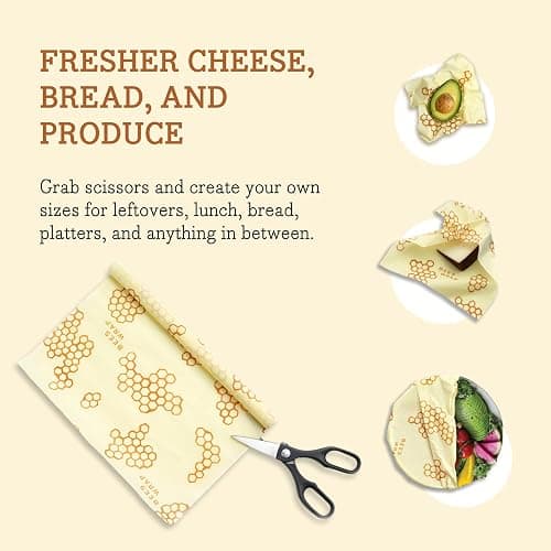 Bee's Wrap Beeswax Wrap Roll, 14 x 53 in - Honeycomb | Cut to Size Organic Beeswax Wraps - Plastic Free - Reusable Food Storage - Wrap Bowls, Bread & Produce - Made in USA thumbnail 4