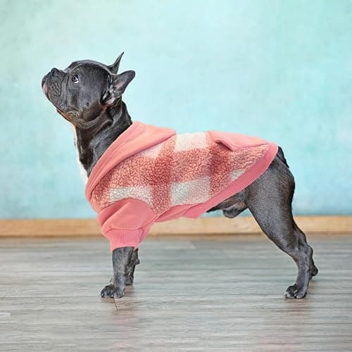 PUPTECK Dog Hoodie Puppy Sweatshirt Warm Dog Sweater Winter Clothes Cold Weather Coats for Small Medium Large Dogs, Pink, M thumbnail 6