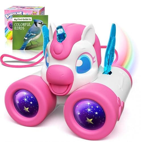 Unicorn Toys for Girls Age 3-12,Cute Heart & Wings Design Kids Binoculars with Bird Watching Manual,Toddler Toys,Kids Stocking Stuffers,3 4 5 6 7 8 9 10 11 12 Year Old Girl Christmas Birthday Gifts - Image 1
