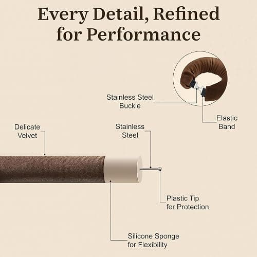 Overnight Blowout Rods | Heatless Curls Rollers Hair Curlers to Sleep In Foam Rolls Velvet Satin Long Short Curling Blow Out Look No Heat Dry Thin Thick Tools Set Soft by VISOFO (Brown, Set of 3) thumbnail 5