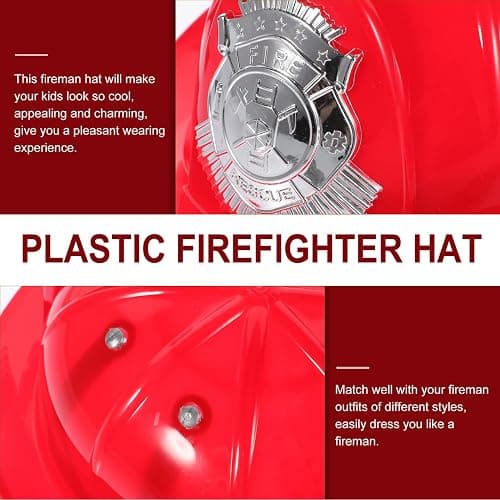 Fireman Helmet Plastic Hard Hat Fire Chief Helmet Firefighter Roleplay Costume Fireman Accessory for Cosplay Party Dress Up thumbnail 5