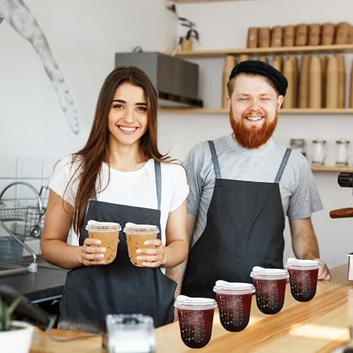 Alaeseje 50 Pack Clear Plastic Cups with Strawless Sip Lids,12 oz Iced Coffee Cups with Lids,Disposable PET Crystal Cups,Round Bottom To Go Cup for Iced Coffee Juice Smoothie Cold Beverage thumbnail 7