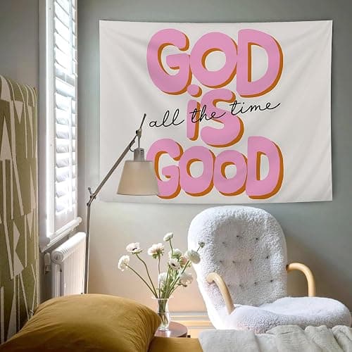 AQYIP God Is Good All the Time Christian Tapestry, Bible Verse Tapestry Decorative, Religious Scripture Wall Tapestries Blanket Decor for Home Office Church Prayer Room, 50x60 Inch thumbnail 4
