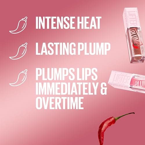 MAYBELLINE Lifter Gloss Lifter Plump, Plumping Lip Gloss with Chili Pepper and 5% Maxi-Lip, Peach Fever, Peachy Nude Cream, 1 Count thumbnail 3
