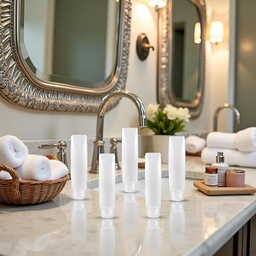 GANPUB 5 Pcs White 1 oz Travel Bottles Empty Refillable Toothpaste Tubes Containers Small Mini Size Squeeze Dispensers, Refillable Containers Pump Dispensers Refillable Cosmetic(10 * 2.7cm) thumbnail 4