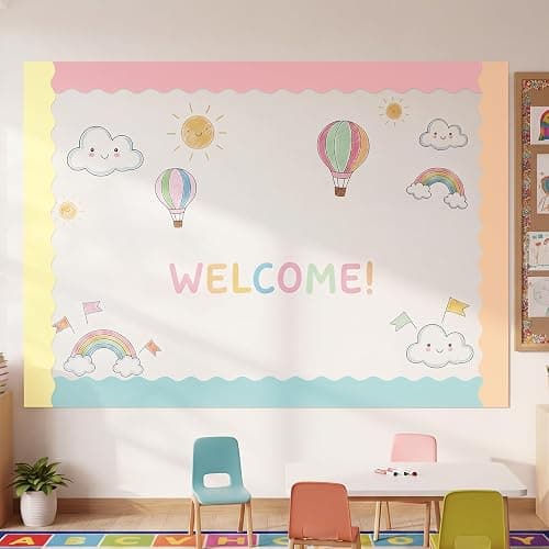 Tenceur 80 ft Magnetic Borders for Bulletin Board, 2.76 inch Magnetic Borders for Classroom, Bulletin Board Border for Whiteboard School Office Wall Poster Chalkboard Decor(Pastel Color) thumbnail 2