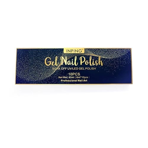 INPING Gel Nail Polish, 10 Colors Reflective Glitter Gel Polish Set, Navy Blue Black Gold Silver Purple Pink Sparkle Shiny Diamond Flash In Darknight UV Nail Varnish for Disco DJ Dazzling Nail Art thumbnail 10