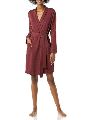 Amazon Essentials Women's Lightweight Waffle Full-Length Bath Robe with Pockets (Available in Plus Size) - Image 1