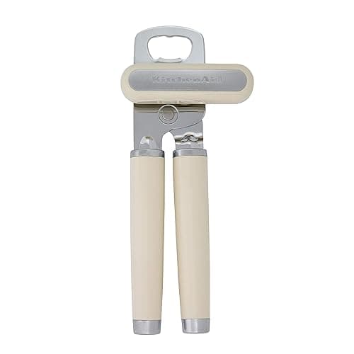 KitchenAid Classic Multifunction Can Opener and Bottle Opener Easy to Use, Razor Sharp Stainless Steel Cutting Wheel, Soft Ergonomic Handles, Almond Cream - Almond Cream - 8.34-Inch - Can Opener