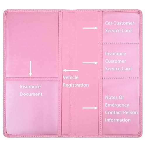 Wisdompro Car Document Holder Organiser, PU Leather Vehicle Insurance and Registration Holders Wallet Case for ID Card, Driving Licence, Key Contact Information Cards thumbnail 3