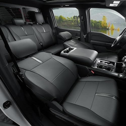 DiffCar for Ford F150 Seat Covers 2015-2022 2023 2024 2025,Full Set Leather Waterproof Black Trucks Pickup Seat Covers Custom Fit for Ford F150 Accessories,Car Seat Cover for SuperCrew/CrewCab(XL,XLT) thumbnail 7