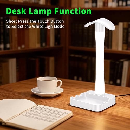 Tascaquin Headphone Stand with Charger,Gaming Headset stand with RGB Light Mode,For Airpod Max Stand,Desk Lamp,Phone Holder,Tablet Holder,desktop organizer,Gifts for Gamers & Music Lover (White) thumbnail 7