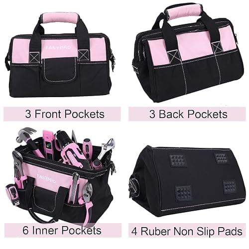 FASTPRO 232-Piece 20V Pink Cordless Lithium-ion Drill Driver and Home Tool Set, Lady's Repairing Kit with 12-Inch Wide Mouth Open Storage Bag thumbnail 7