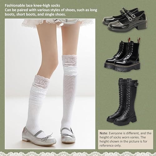 YOYOU Knee High Socks for Women Long Boot Socks Knee High Stockings | Small Size, Comfortable and Breathable, Gift for Daily Wear Friend Family Halloween Christmas Cosplay thumbnail 6