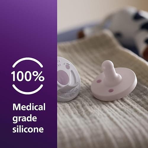 Philips Avent Soothie Baby Pacifier for 0-3 Months, BPA-Free, 4-Pack | Supports Natural Suckling, Medical Grade Silicone, Hospital-Grade Sterilization, One-Piece Design, Lilac/Pink, SCF190/70 thumbnail 4