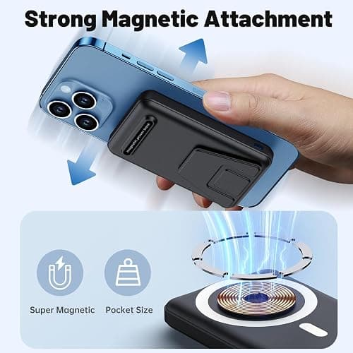 YAGOPAL Magsafe Power Bank 10000mAh Magnetic Wireless Power Bank with Foldable Stand and LED Display Portable Charger 22.5W PD Fast Charging Battery Pack For iPhone 17/16 /15/14/13/12 Mini Pro/Pro Max thumbnail 3