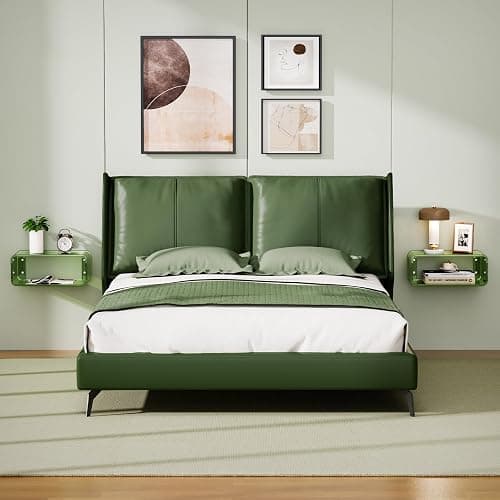 Acrylic Floating Nightstand, Bedside Table, Nightstand Shelf Wall Mounted Bedside Shelf (Green, Small) thumbnail 5