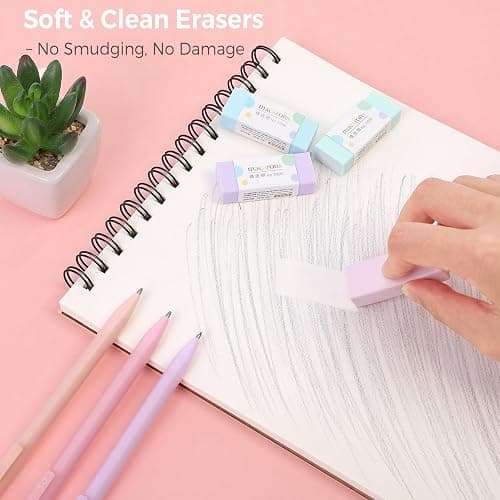 SKYDUE Cute Mechanical Pencil Set with Case – 6PCS 0.5mm & 0.7mm Mechanical Pencils, 360PCS HB Lead Refills, 4PCS Pastel Erasers, Aesthetic School Supplies for Writing, Drawing & Sketching thumbnail 5