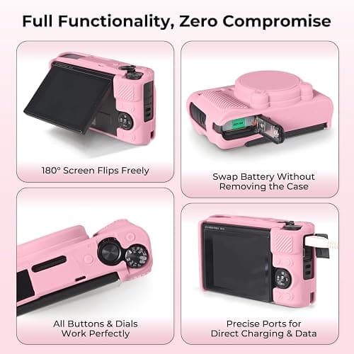 Kliksys Case for Canon PowerShot SX740 HS, SX730 HS Camera - Pink | Canon SX740 HS Cover and Accessories, Soft Silicone Case with Removable Lens Cover, 2 Screen Protectors & 1 Wrist Strap thumbnail 4
