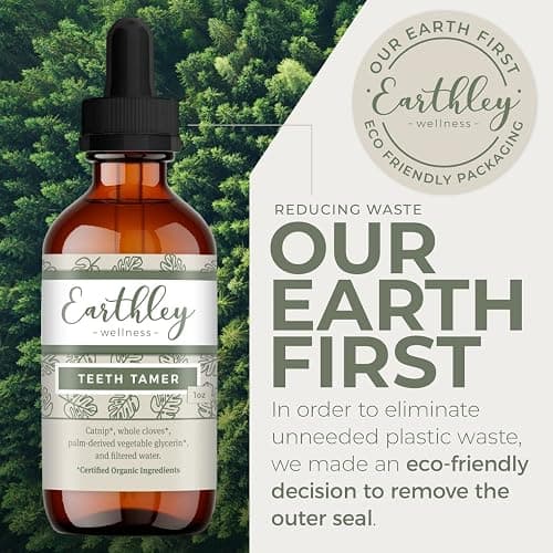 Earthley Wellness Teeth Tamer, Teething Relief for Babies & Kids, Organic Herbal Formula, Soothes Drooling, Gum Discomfort & Irritability, Sugar-Free, 3+ Month Supply (1.69 oz Glass, 500 doses) thumbnail 5