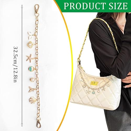 FengFaer Purse Charms Sea Star Heart Shape Shell Bag Charms for Handbags Purse Keychain Bag Charm Chain Keychains for Women thumbnail 2