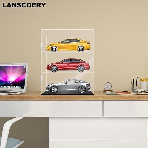LANSCOERY Clear Acrylic Display Case Assemble Countertop Box Cube Organizer Stand Dustproof Protection Showcase Acrylic Display Stands for Collectibles Open 9.4 * 9.4 * 11.8inch thumbnail 7