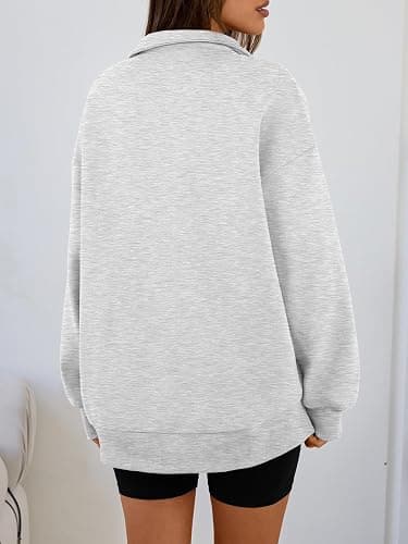 Trendy Queen Womens Oversized Sweatshirts Fall Sweaters Fashion Hoodies Half Zip Pullover Long Sleeve Shirts Clothes thumbnail 4