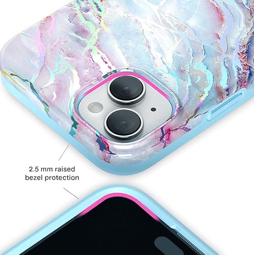 VELVET CAVIAR for iPhone 15 Plus Case Marble - Cute Protective Cover for Women - Compatible with MagSafe - 10ft Drop Tested - Holographic, Blue, Pink - 15 Plus - Holographic Moonstone Marble thumbnail 4