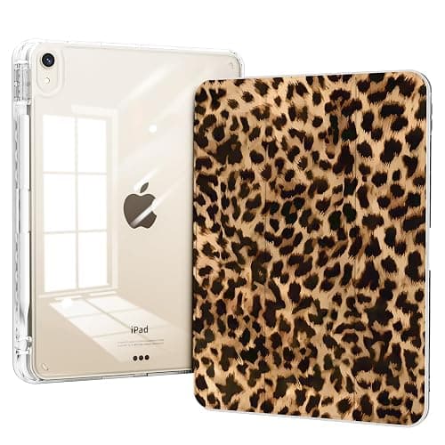 Piznernico Case for iPad mini 7 2024 (A17 Pro)/ iPad mini 6 (2021), iPad 8.3-inch 7th/6th Generation Case, Trifold Stand Protective Slim Clear Back Cover with Pencil Holder, Brown Leopard - Image 1
