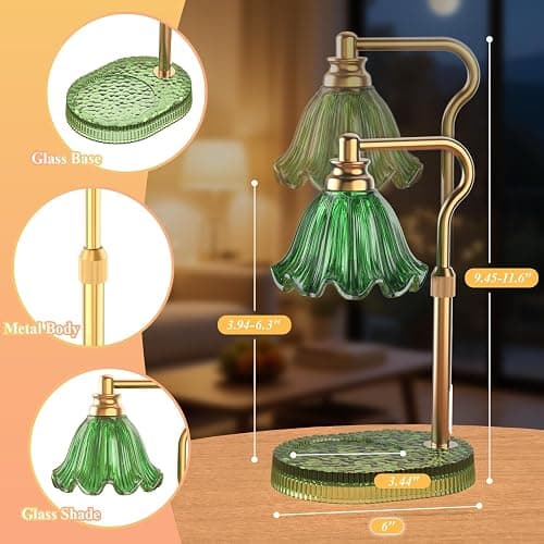 WYghyronic Candle Warmer Lamp with Adjustable Height - Flameless 4-Level Dimmable Wax Warmer, Timer Function & Stylish Design in Multiple Colors (Green) thumbnail 2