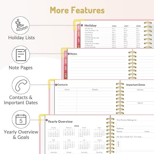 Forvencer Academic Planner 2026-2027, Hardcover Calendar Planner Weekly & Monthly, July 2026 - June 2027, 8.5" x 11", Daily Agenda with Tabs, College School Organizer for Student Teacher, Pink thumbnail 7