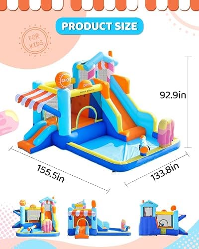 Doctor Dolphin Inflatable Bounce House with Slide and Blower for Kids, Double Slide Jumping Inflatable Bouncer Blow Up Bouncy Castle with Ball Pit for Indoors and Outdoors thumbnail 3