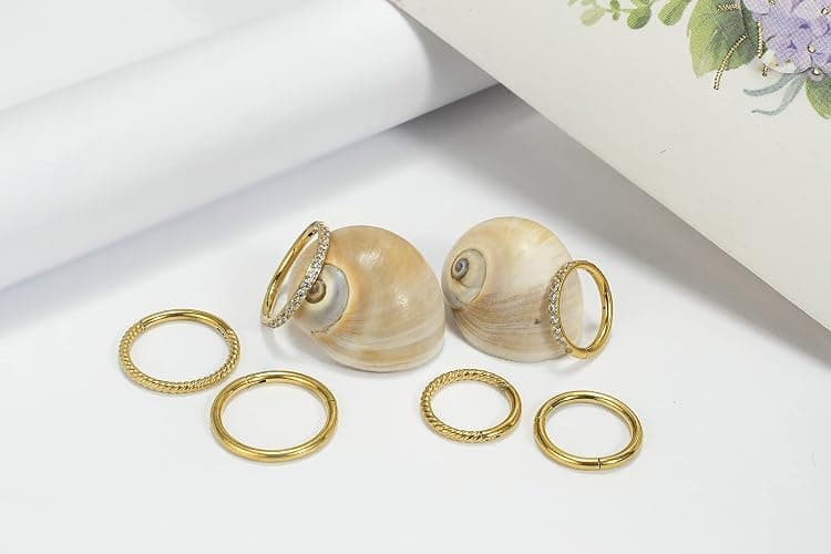 16G 18G 6mm 8mm 10mm Hinged Clicker Segment CZ Twisted Clicker Nose Rings Hoop Helix Cartilage Daith Tragus Sleeper Earrings Body Piercing for Women Men thumbnail 4